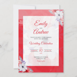 Invitación Amapola Roja Elegante Floral Acuarela Boda
