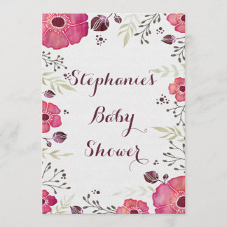 Invitación Amapolas con clase Baby Shower de la acuarela y