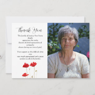 Invitación Amapolas Floral Funeral Muerte Rojo Gracias