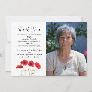 Invitación Amapolas Floral Funeral Muerte Rojo Gracias