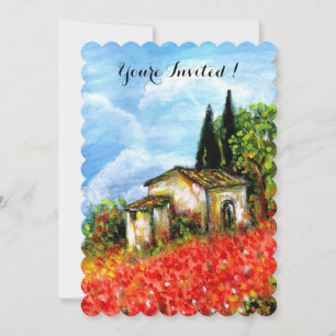Invitación AMAPOLAS PAISAJE DE TOSCANA Campos de flores rojas