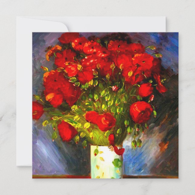 Invitación Amapolas Rojas de Van Gogh (Anverso)