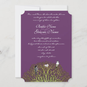 Invitación Amar al pájaro morado y al Boda de árbol de suaves