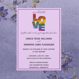 Invitación AMAR Colección de Bodas con tema púrpura del mismo