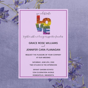 Invitación AMAR Colección de Bodas con tema púrpura del mismo