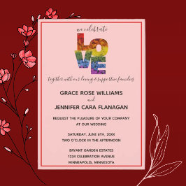 Invitación AMAR Colección de Bodas del mismo sexo con tema ro