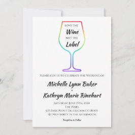 Invitación Amar el vino No la etiqueta de vino arco iris