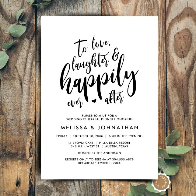Invitación Amar la risa y la felicidad de siempre después (To Love Laughter and Happily Ever After, Wedding Rehearsal Dinner or Brunch Invitation Card)