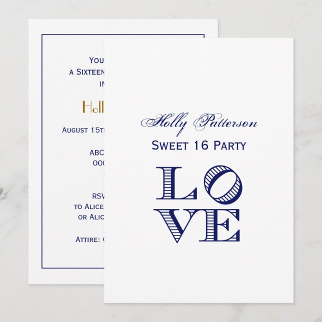 Invitación AMAR texto gráfico - Azul (Anverso / Reverso)