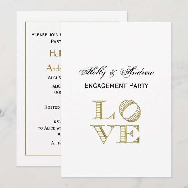 Invitación AMAR texto gráfico - Faux Gold (Anverso / Reverso)
