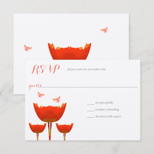 Invitación Amaranto y Abejorros Boda (Anverso / Reverso)