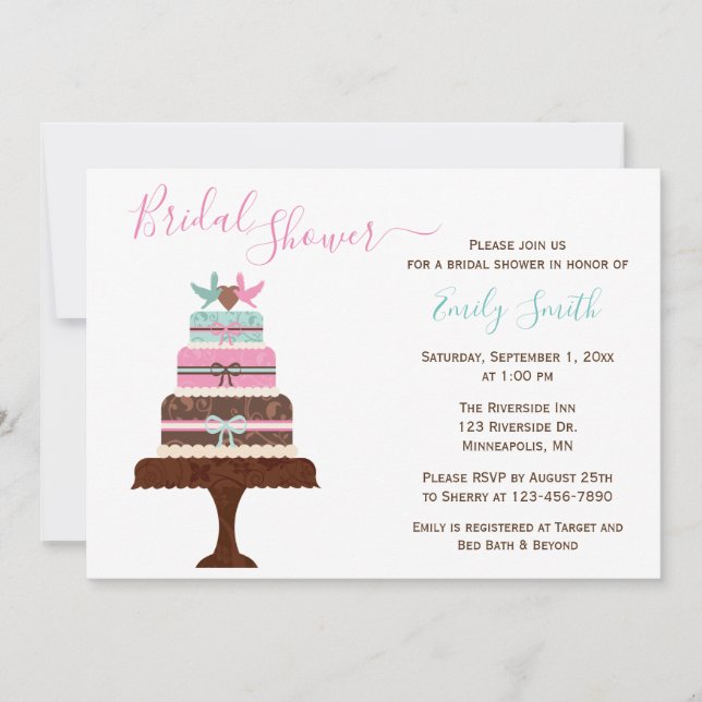Invitación Amargos Boda Pastel| Ducha nupcial Personalizado (Anverso)
