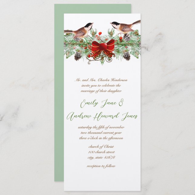 Invitación Amargos Vintage de Amarga. Boda de navidades (Anverso / Reverso)