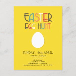 Invitación amarilla a la caza de huevos de Pascua