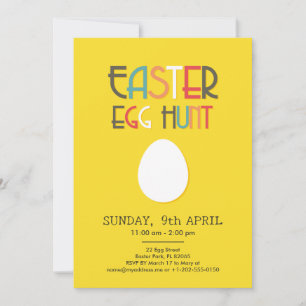 Invitación amarilla a la caza de huevos de Pascua 