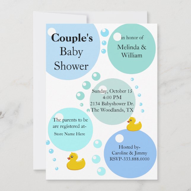 Invitación amarilla de Baby Shower de Duckys y de (Anverso)