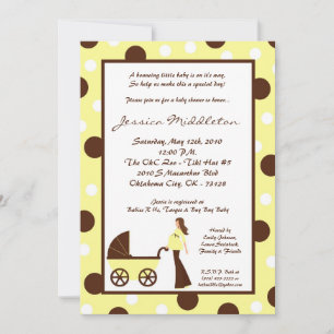 invitación amarilla de Baby Shower del carro de la