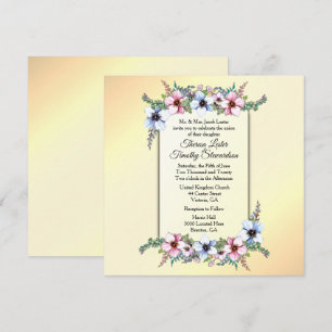 Invitación Amarilla de Boda Floral