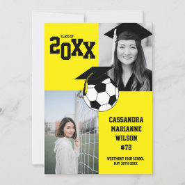 Invitación amarilla de deportes de graduación de f