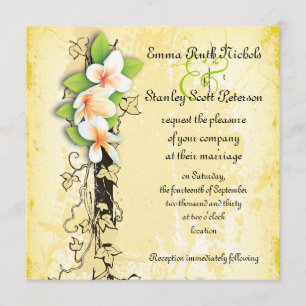 Invitación amarilla de hiedra blanca vintage