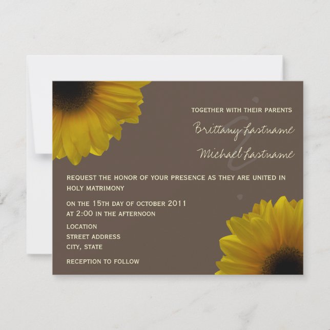 Invitación amarilla de la boda de la caída de los (Anverso)