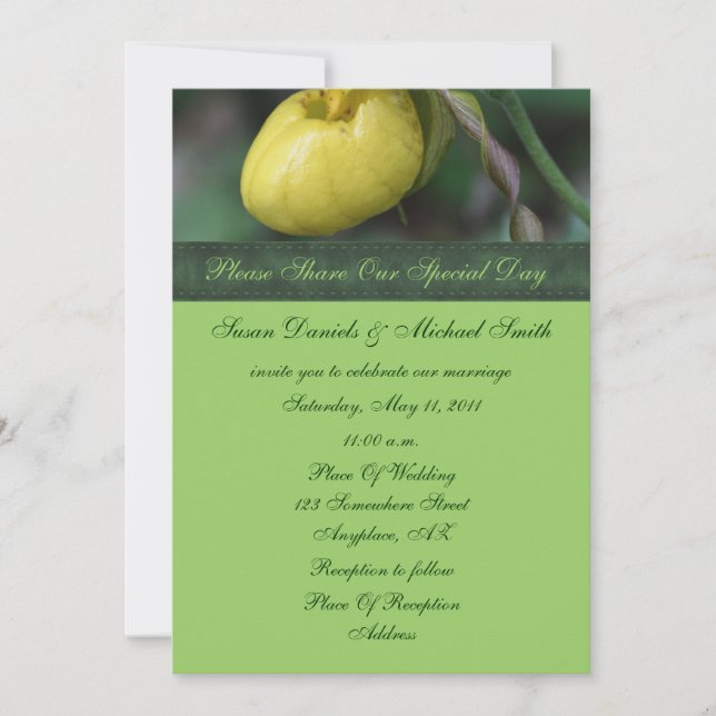 Invitación amarilla de la boda de la flor de (Anverso)