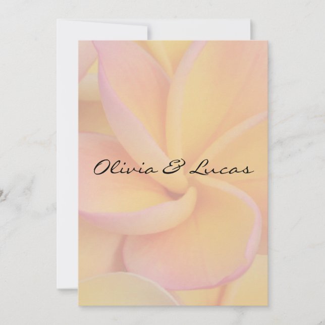 Invitación amarilla de la boda del Plumeria (Anverso)