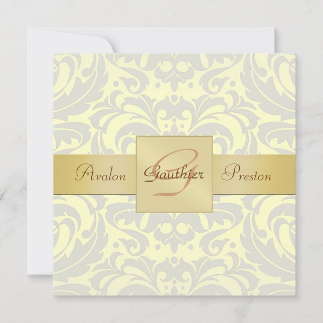 Invitación amarilla de la cinta del oro del (Anverso)