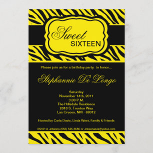 invitación amarilla de la fiesta de cumpleaños del