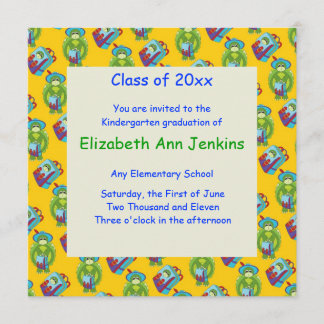 Invitación amarilla de la graduación de la tortuga