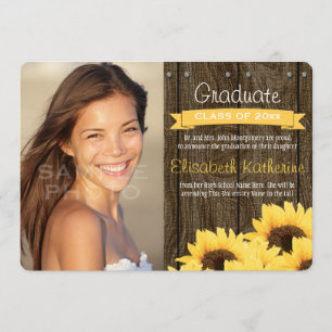 Invitación amarilla de la graduación del girasol