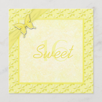 Invitación amarilla del dulce dieciséis de la
