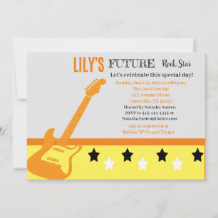 Invitación amarilla del futuro Rocker Baby Shower