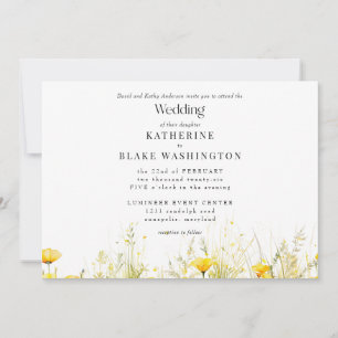 Invitación Amarilla Flor Silvestre Colorida Boda II