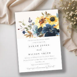 Invitación Amarilla Naval girasol Ducha Parejas Florales