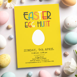 Invitación amarilla para la búsqueda de huevos de 