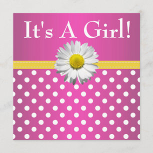 Invitación amarilla rosada de Baby Shower de la