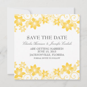 Invitación amarilla simple floral para guardar la