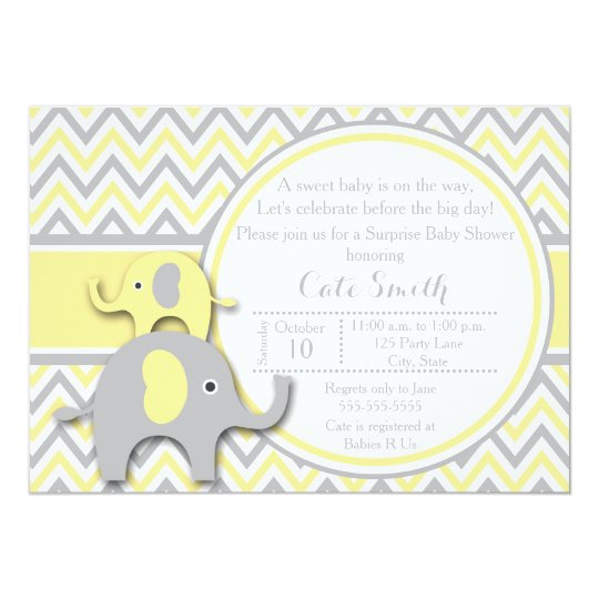 Invitacion Amarilla Y Gris De Baby Shower Del Zazzle Es