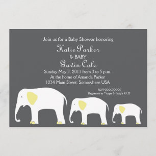 Invitación amarilla y gris del elefante de la
