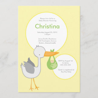 Invitación amarilla y verde de Baby Shower de la