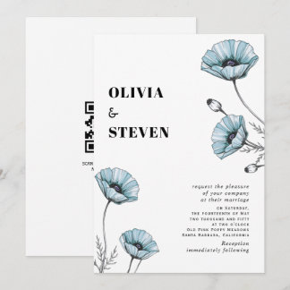 Invitación Amarillas adormideras silvestres florales código Q