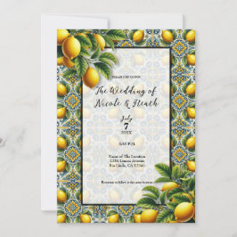 Invitación Amarillo Azul Capri Limón Mediterráneo Baldosa Bod