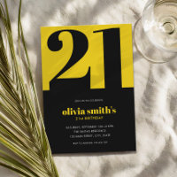 Amarillo azul Minimalista moderno cumpleaños 21
