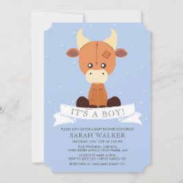 Invitación ¡Amarillo azul relleno de la vaca es un muchacho!