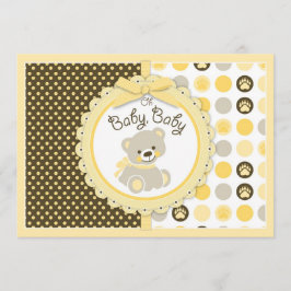 Invitación Amarillo de Baby Shower del oso de peluche