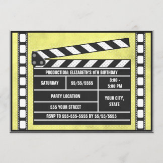 Invitación Amarillo de la fiesta de cumpleaños de la película