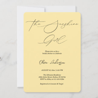 Invitación Amarillo de mantequilla Chica de sol ducha de novi
