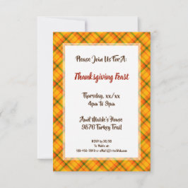 Invitación Amarillo de otoño y cuadros naranjas personalizado