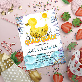 Invitación Amarillo de pato oceánico 1er cumpleaños de pato d